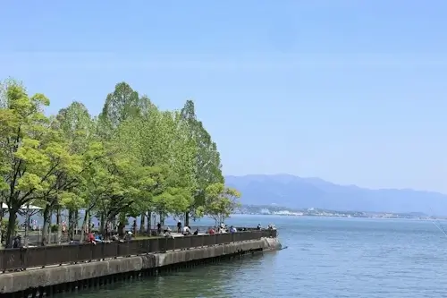 琵琶湖岸の春景色