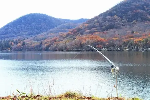 紅葉の湖での釣り、赤城山の大沼